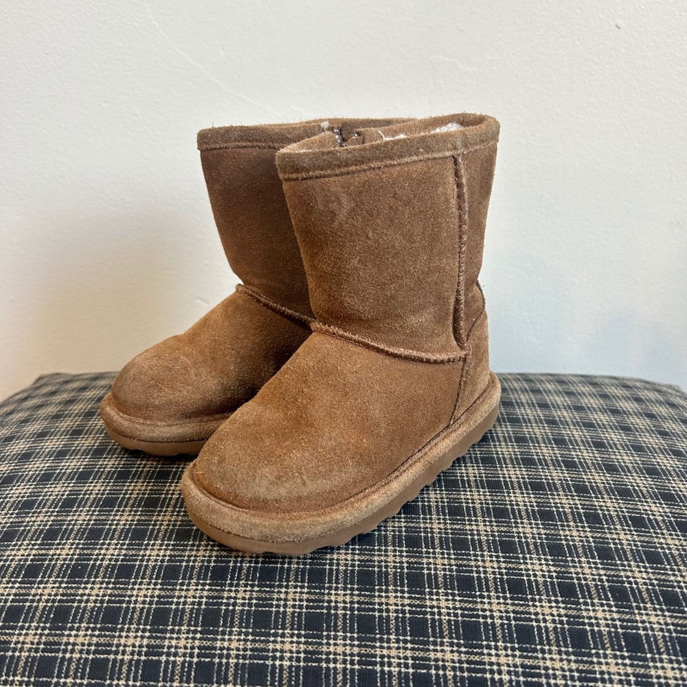 Bearpaw Kids Brown Suede Shearling Lined Zip Winter Boots‎ Size 7